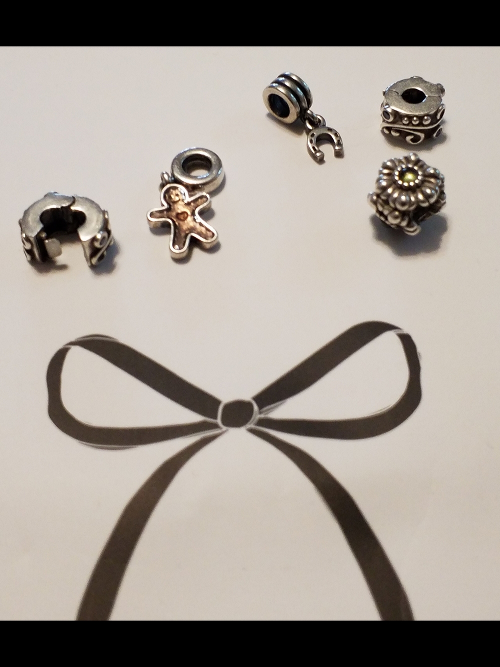 Pandora Silver-tone Charms Set with Gold Accent